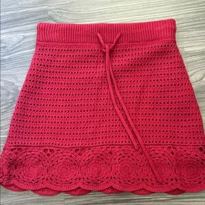 Universal Thread Red A-Line Crochet Skirt